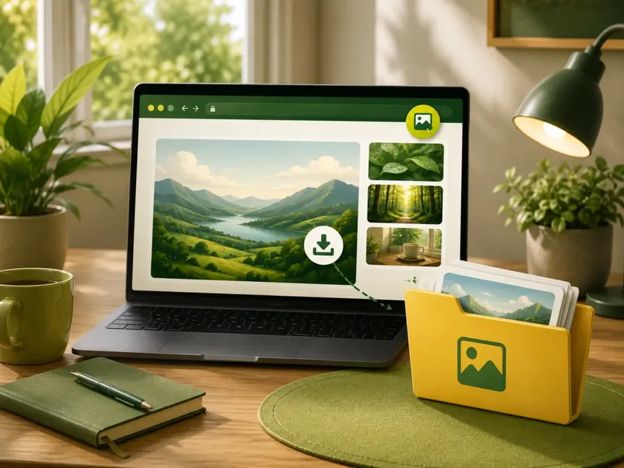 Laptop with images ready to save
